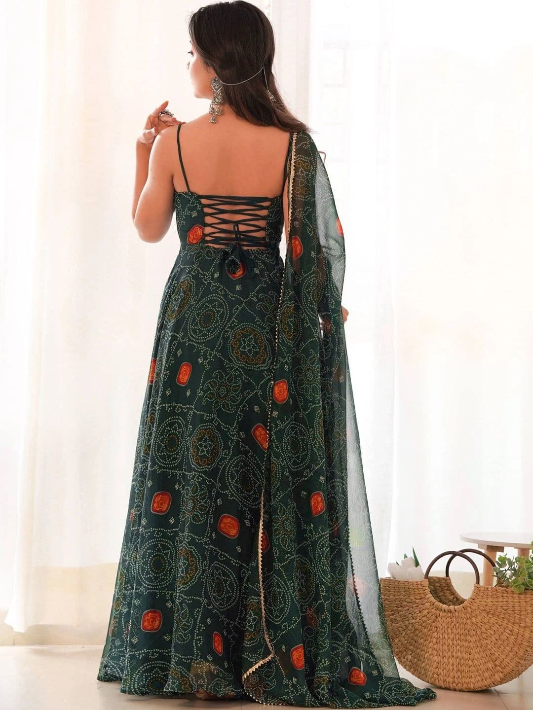 VASTRABELLA Women Ethnic Motifs Printed Regular Silk Chiffon Kurta with Pyjamas & With Dupatta thumbnail 5