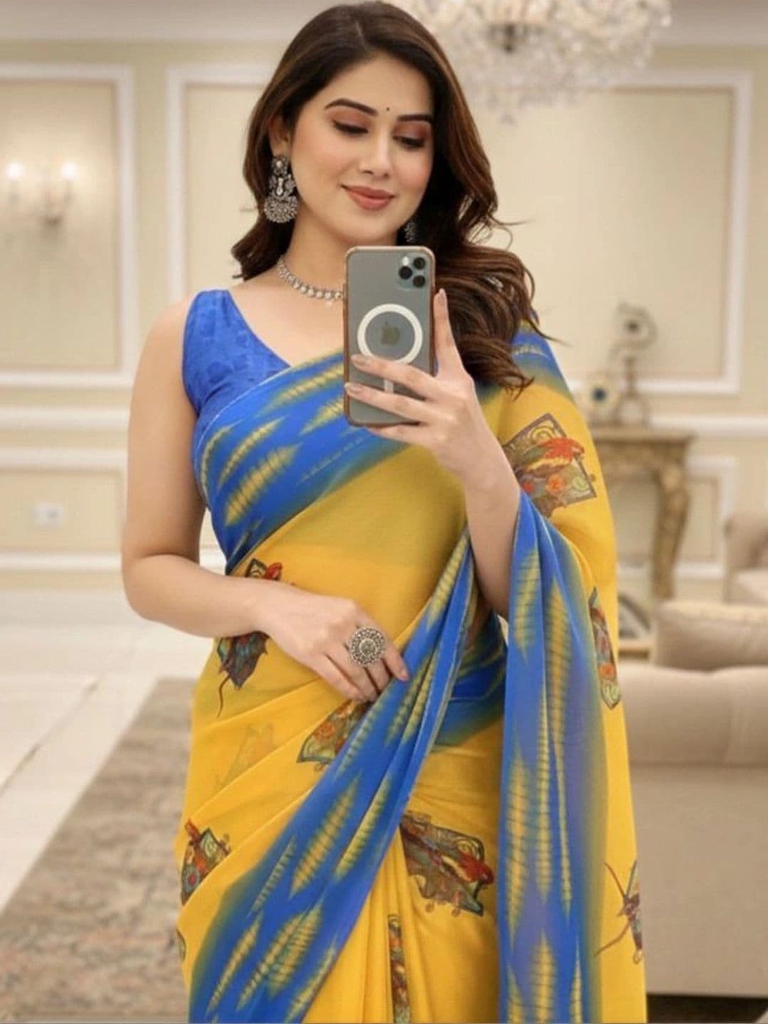 Owee Floral Pure Chiffon Designer Saree thumbnail 5