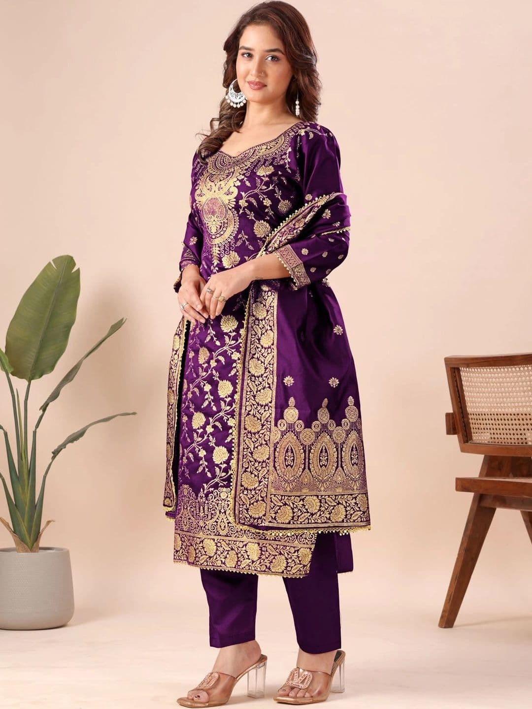 kantuba Art Silk Unstitched Dress Material thumbnail 4