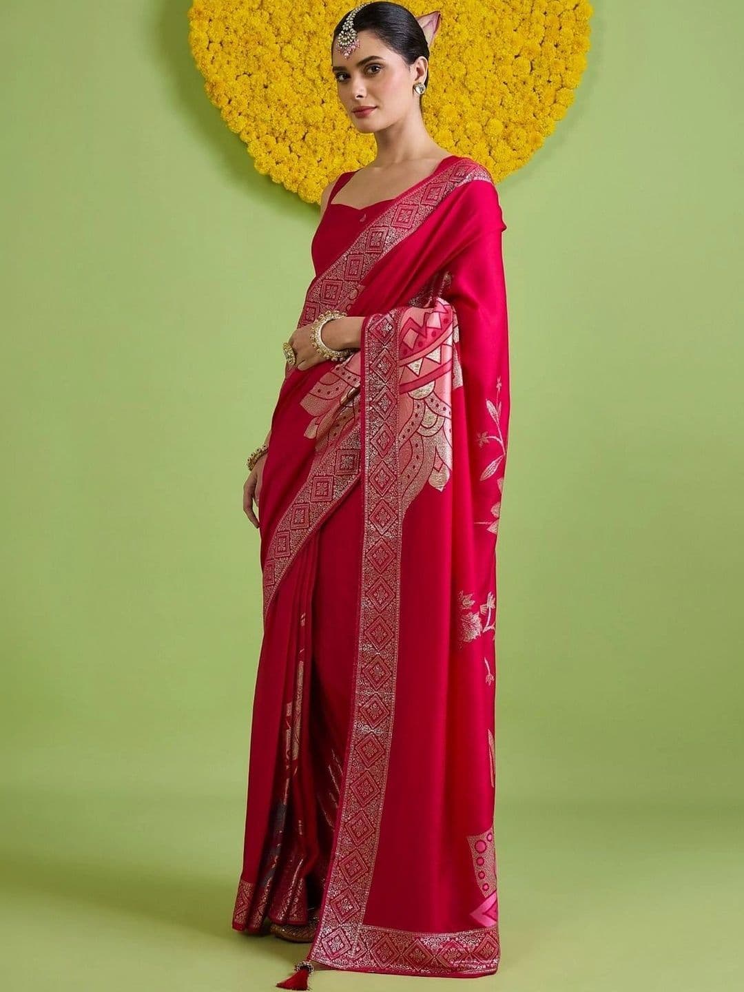 Saree mall Zari Silk Blend Designer Banarasi Sarees thumbnail 6