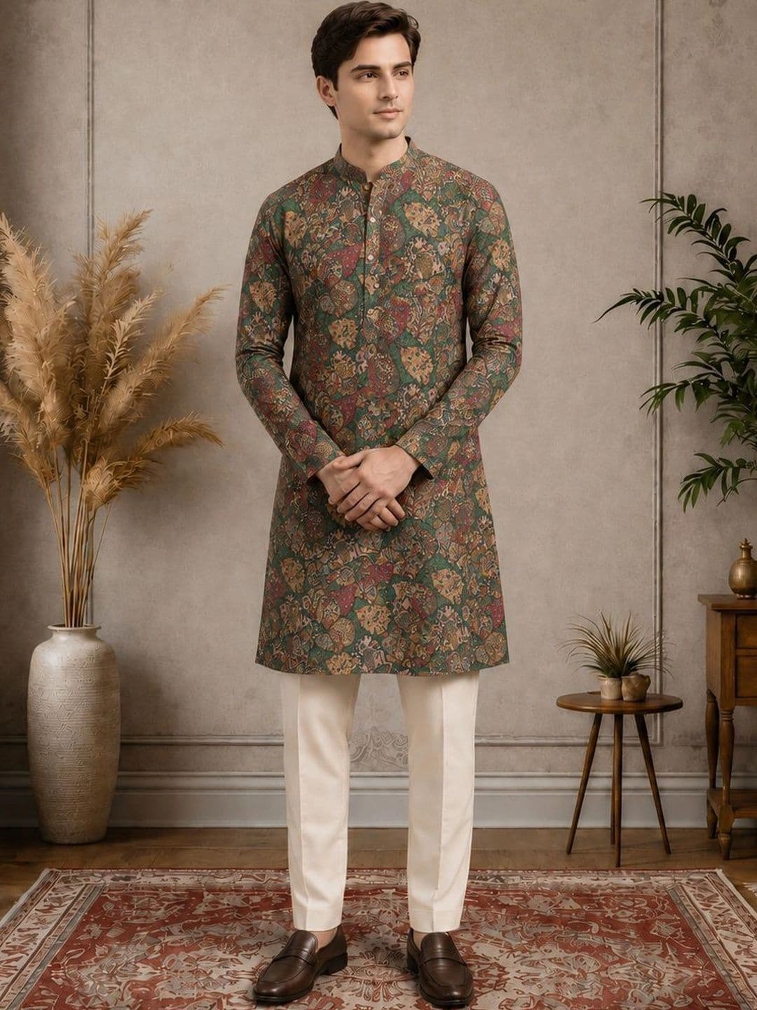 House of Pataudi Men Paisley Printed Kurta thumbnail 5
