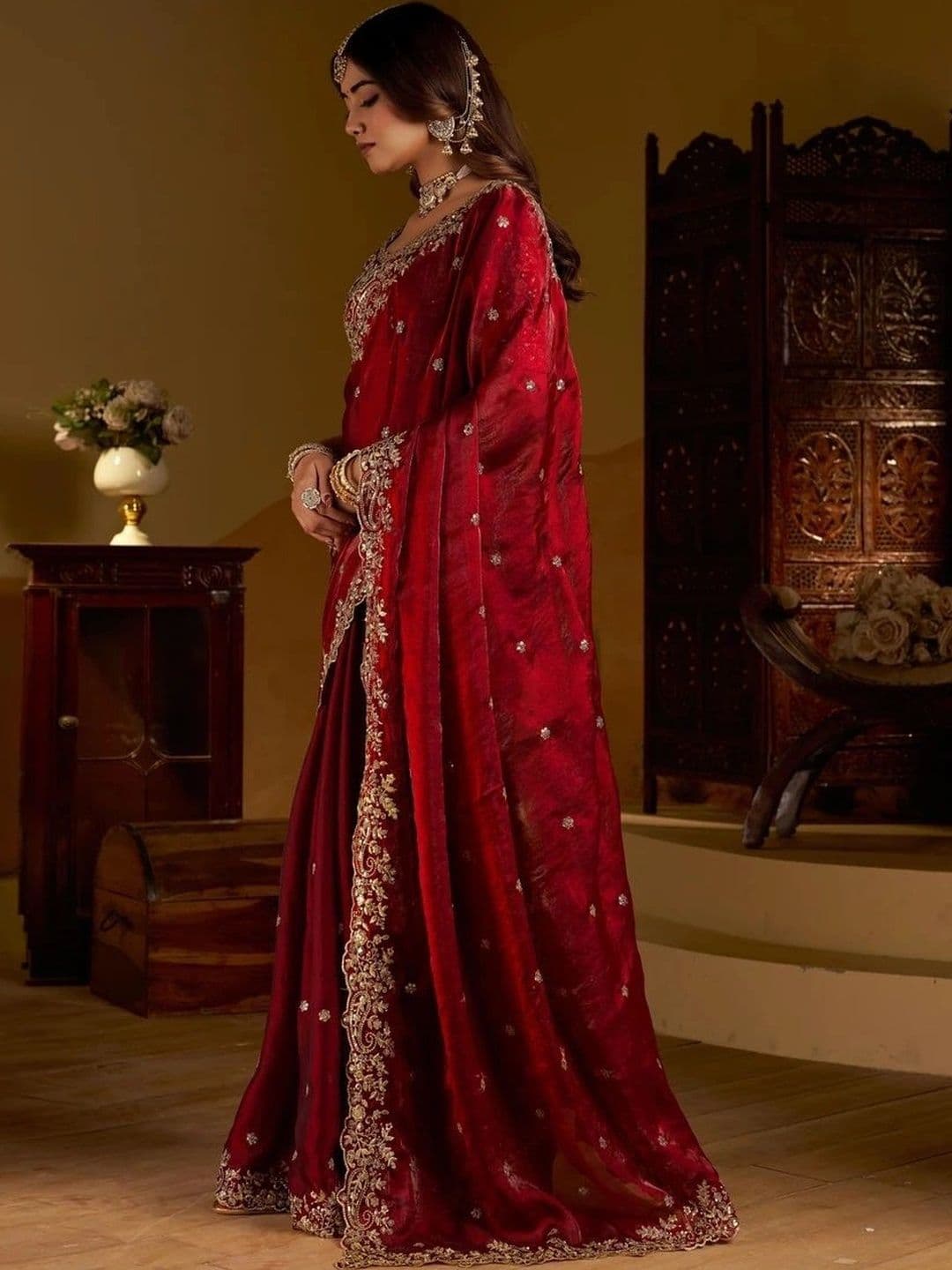 kantuba Embroidered Art Silk Heavy Work Saree thumbnail 7