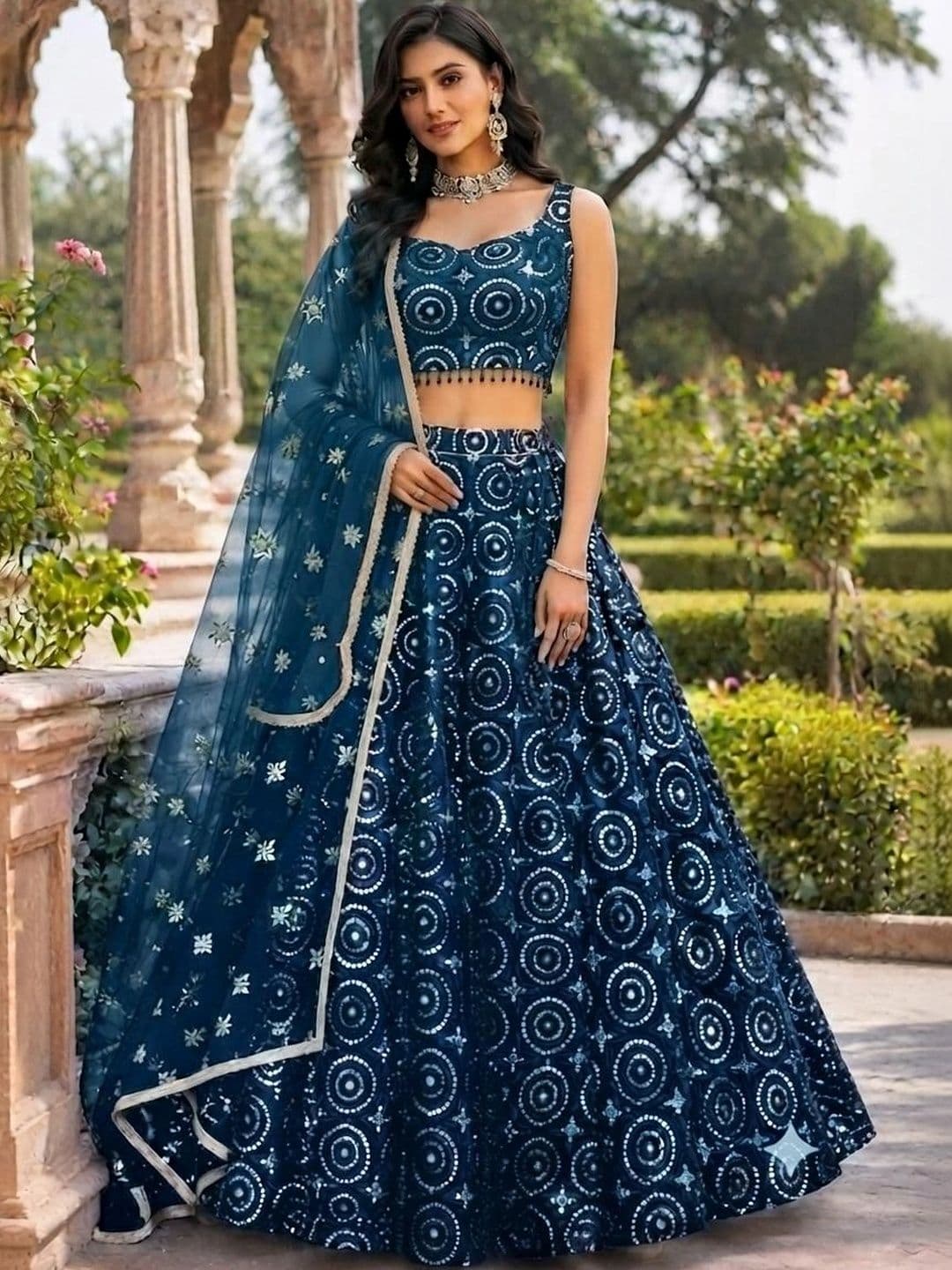 Indi Kal Embellished Sequinned Ready to Wear Lehenga & Blouse With Dupatta - view 1