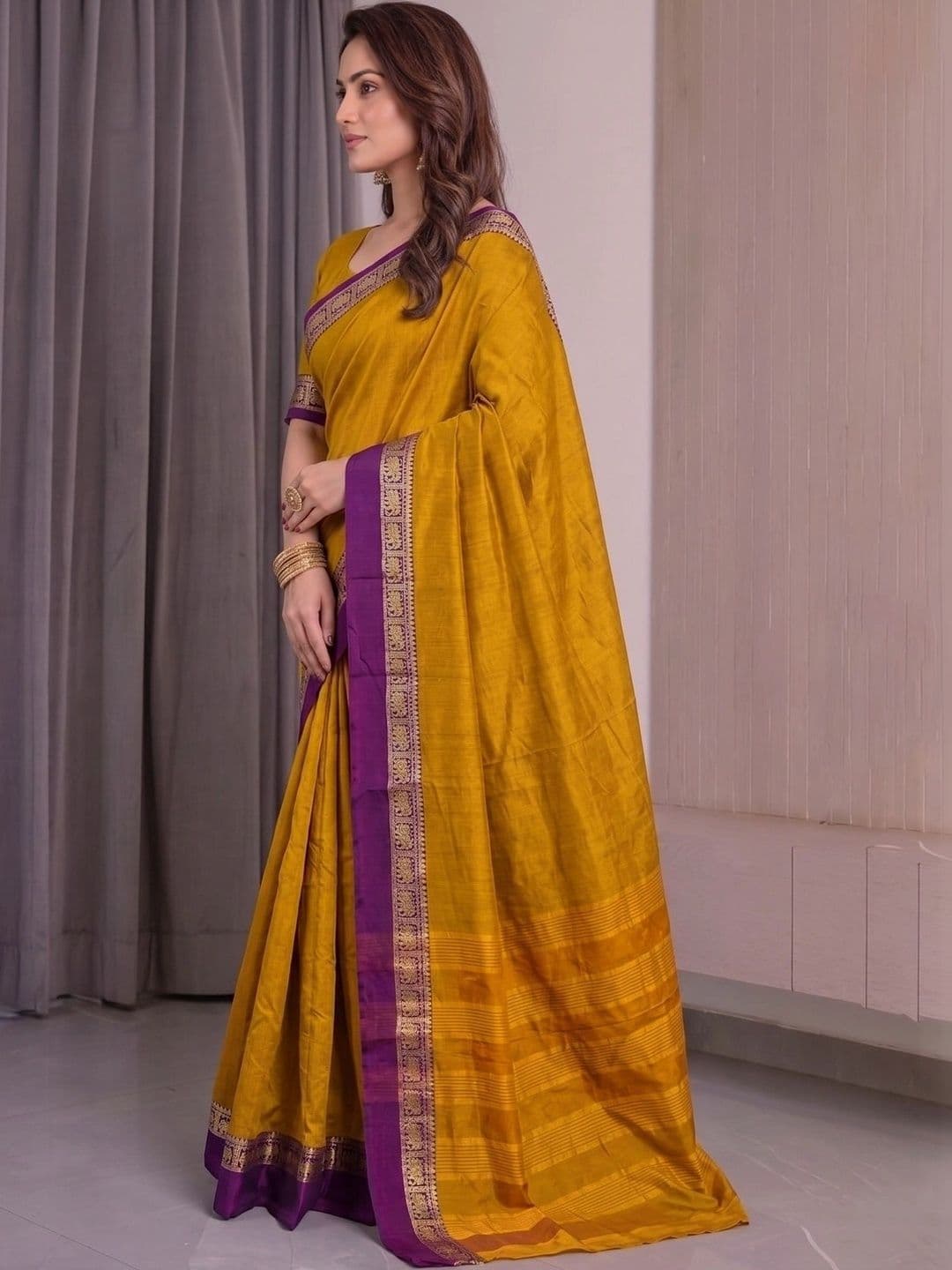 Owee Zari Silk Cotton Designer Saree thumbnail 4