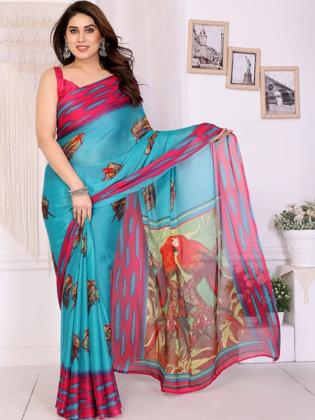 Owee Pure Chiffon Designer Saree - view 1