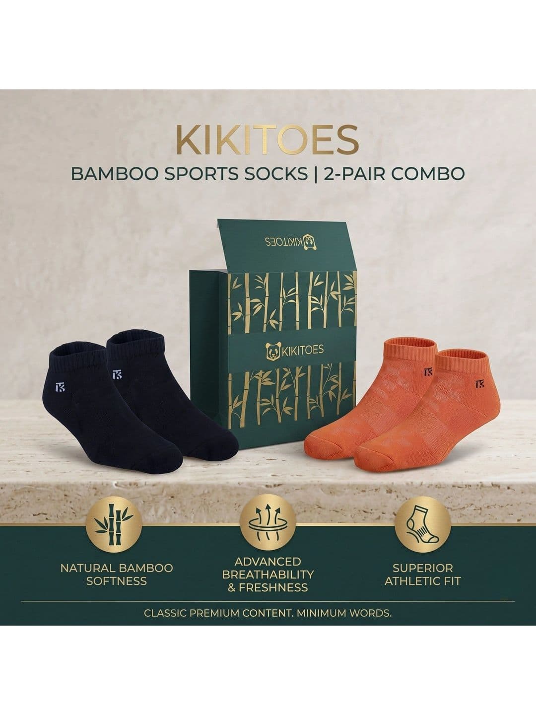 Kikitoes Men Pack of 2 Assorted Solid Bamboo Ankle Length Socks thumbnail 3