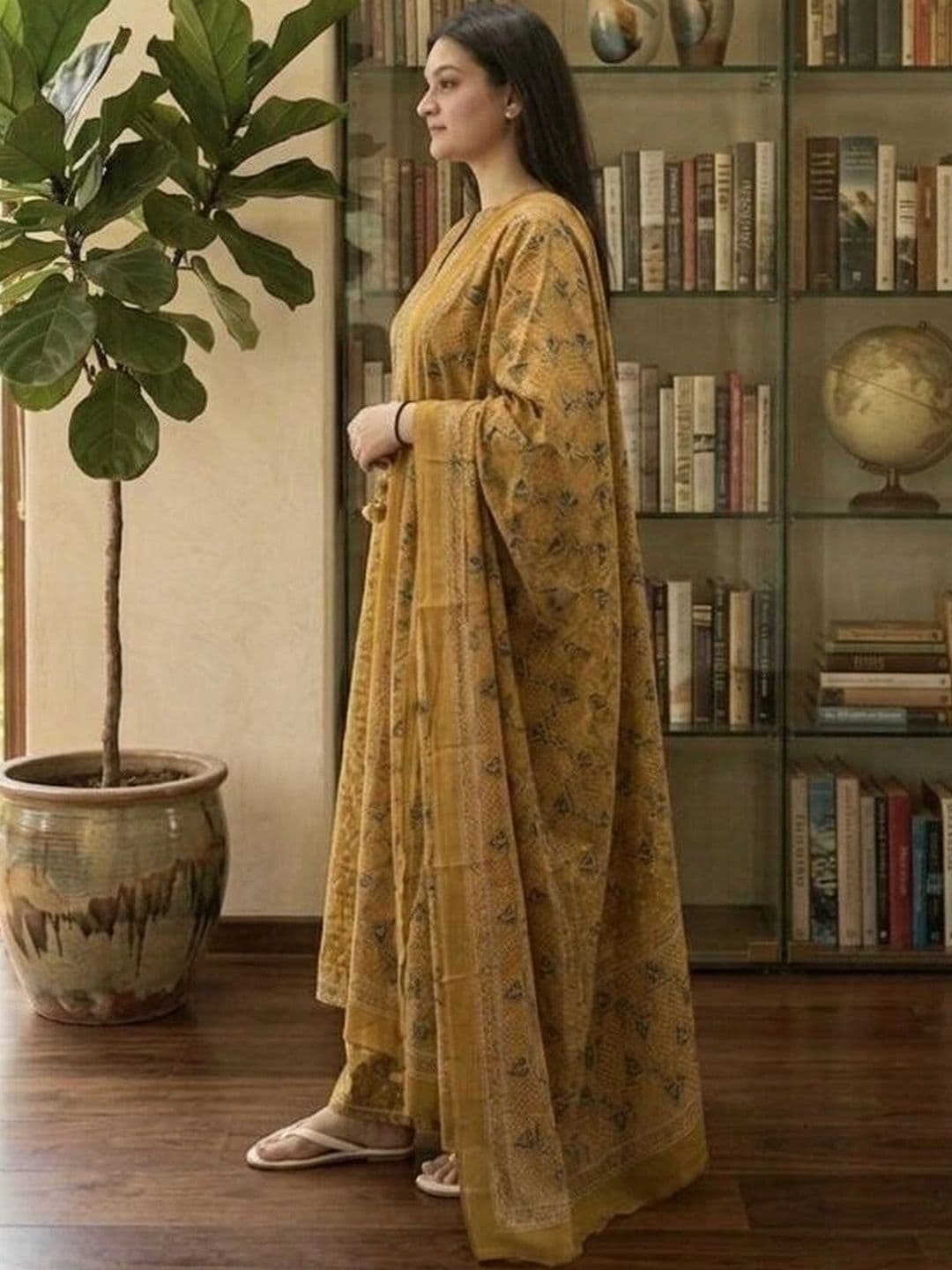 MILAAV Women Ethnic Motifs Printed Regular Thread Work Pure Cotton Kurta with Palazzos & With Dupatta thumbnail 4