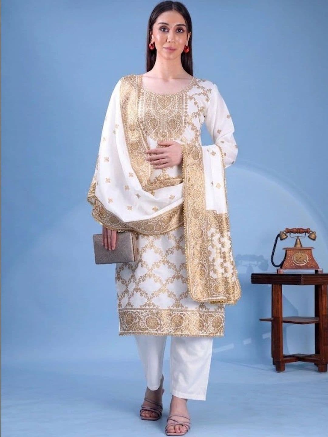 kantuba Art Silk Unstitched Dress Material thumbnail 4
