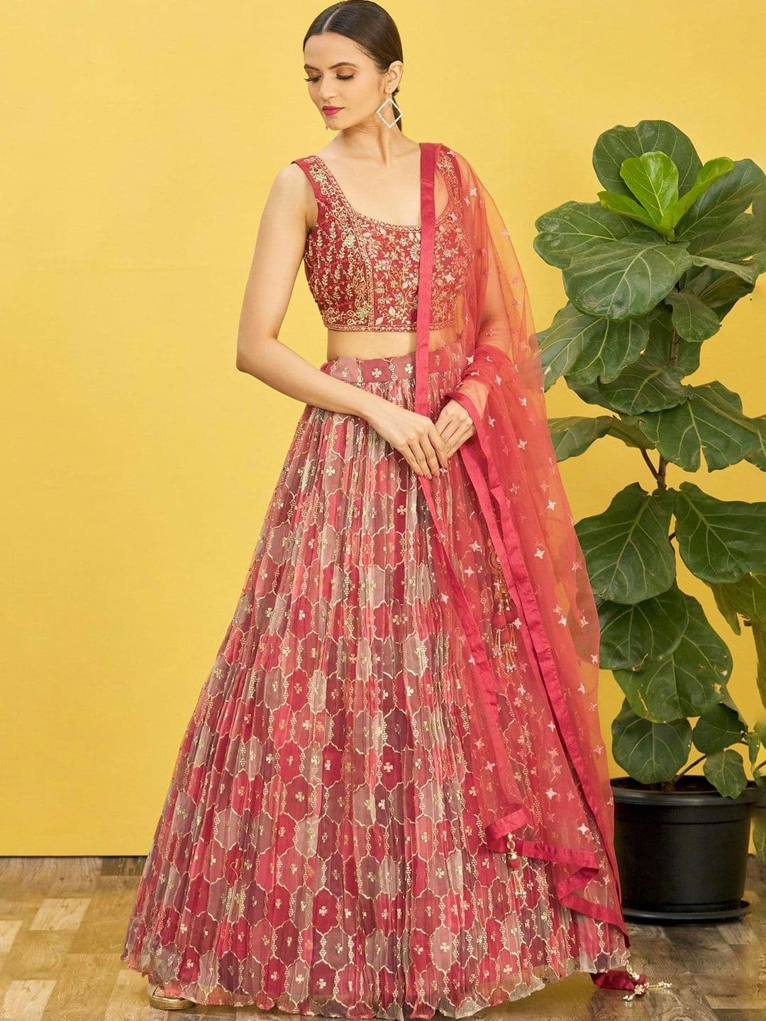 Zeel Clothing Embroidered Semi-Stitched Lehenga & Unstitched Blouse With Dupatta - view 1
