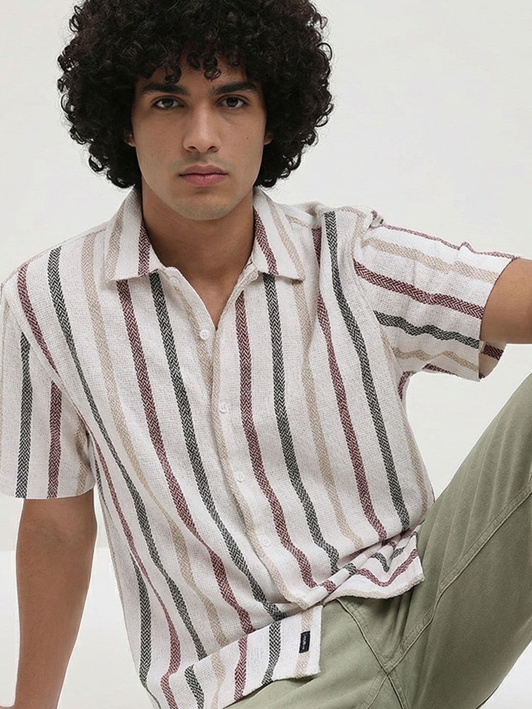 Roadster Life Co. Textured Weave Striped Shirt - view 1