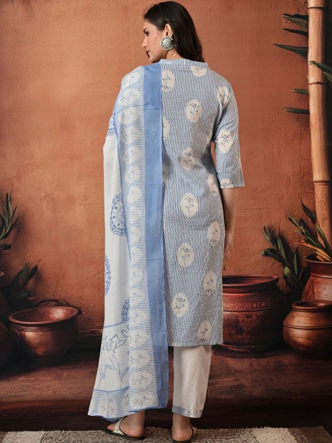 Encourage Women Ethnic Motifs Printed Regular Mirror Work Kurta with Trousers & With Dupatta thumbnail 2