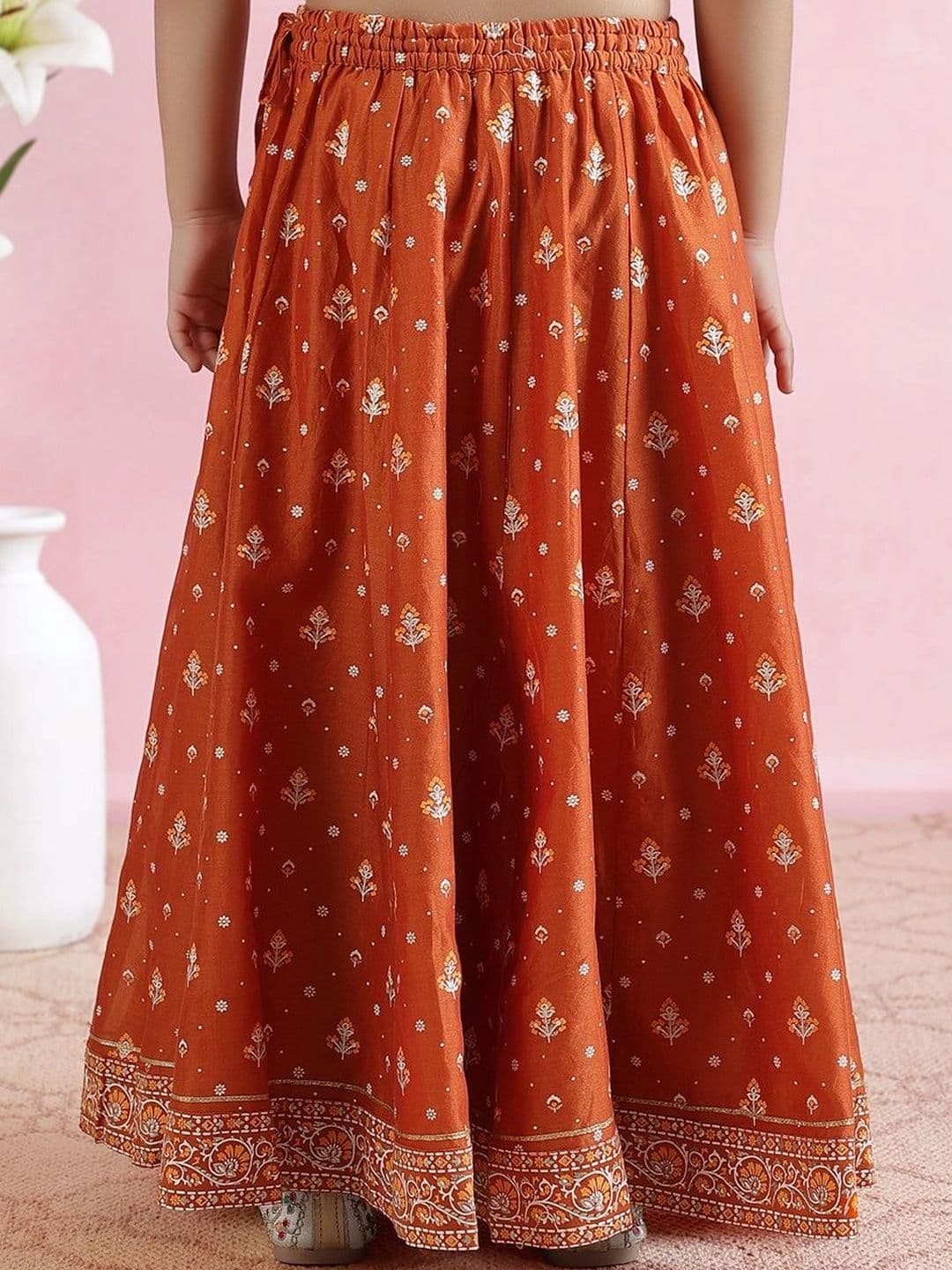 Fabindia Girls Printed Block Print Ready to Wear Lehenga & Blouse With Dupatta thumbnail 7