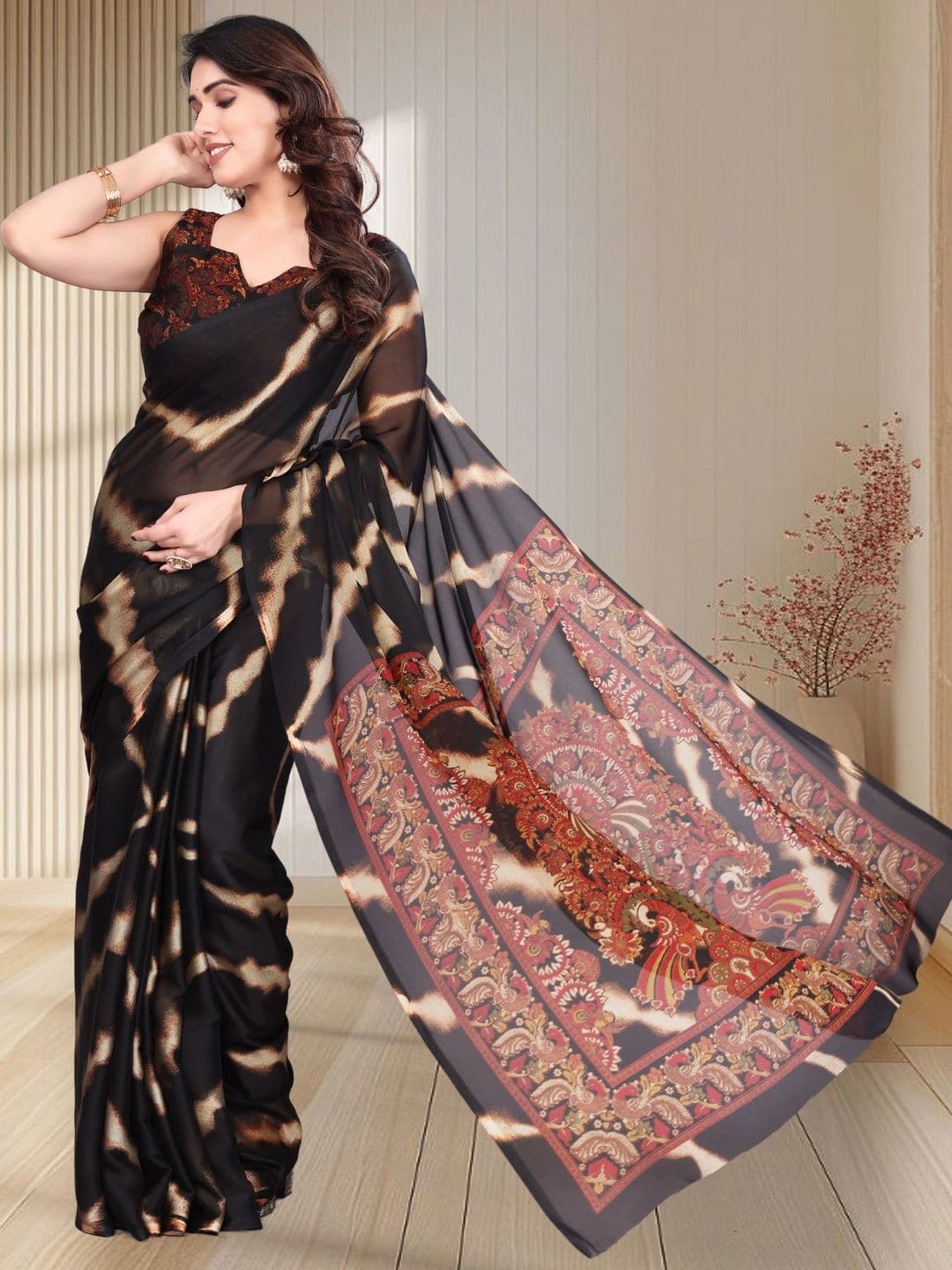 Owee Tie and Dye Pure Chiffon Designer Saree - view 1