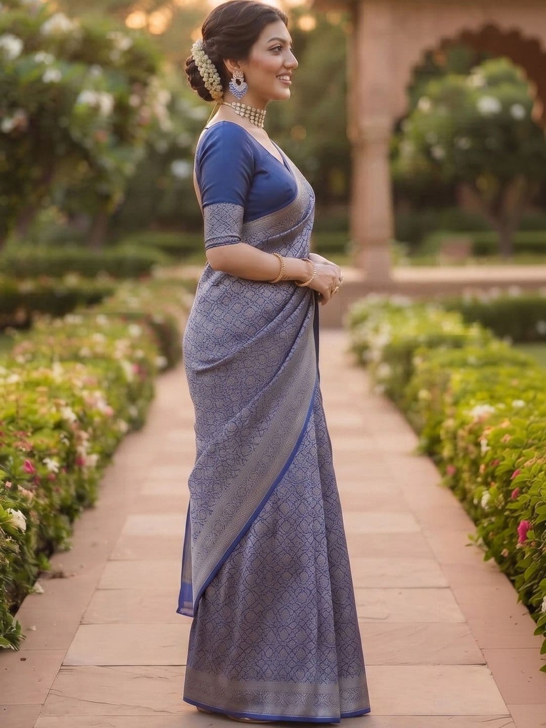 VILLE FASHION Woven Design Zari Art Silk Kanjeevaram Saree thumbnail 3
