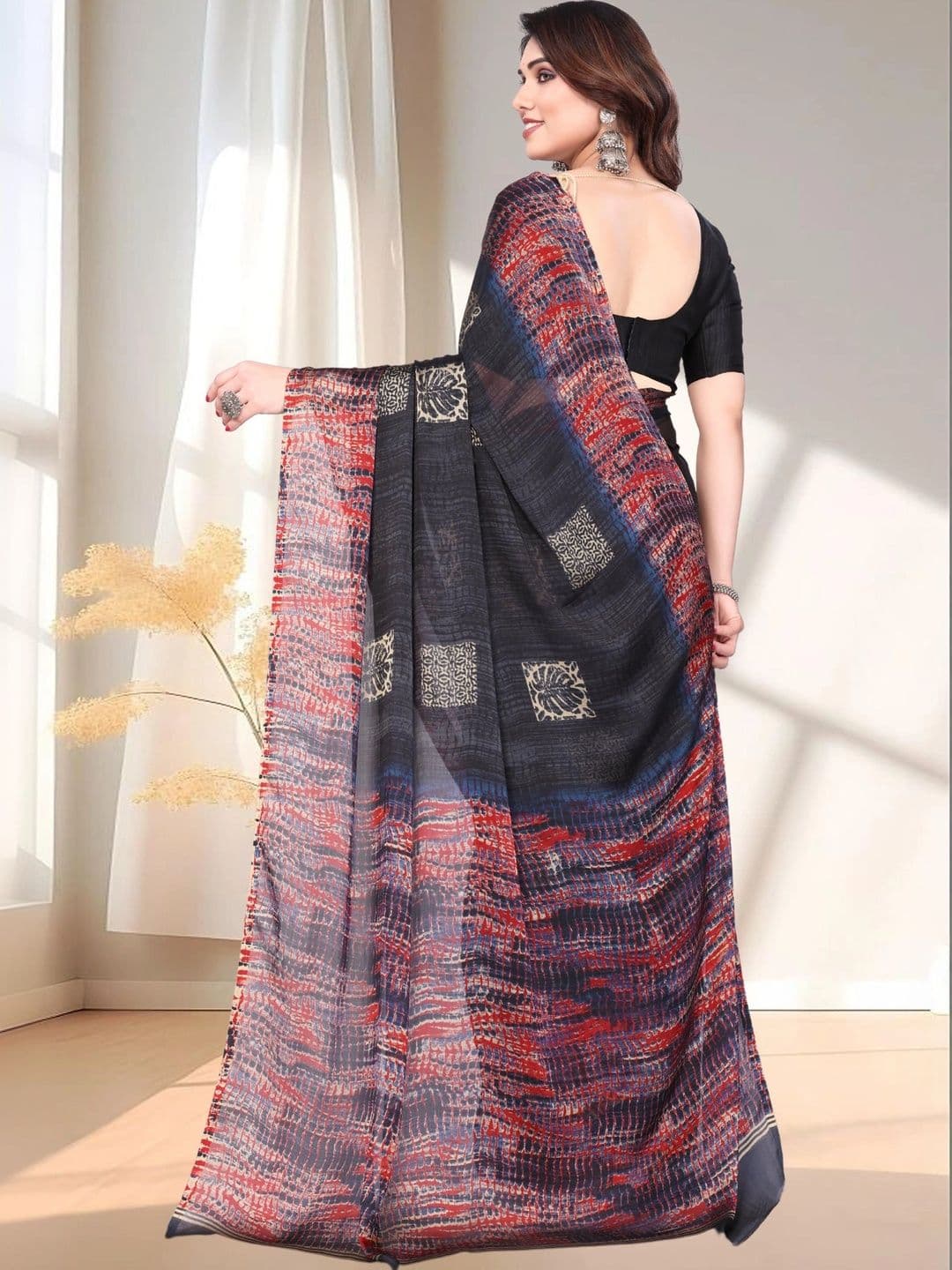 Owee Pure Chiffon Designer Saree thumbnail 3