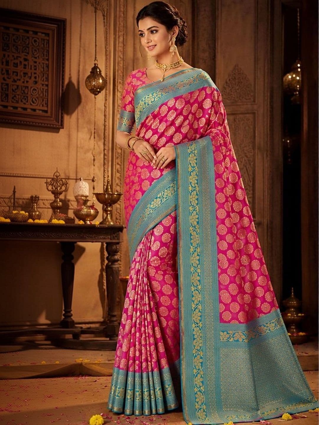 revika Woven Design Zari Art Silk Designer Kanjeevaram Saree - view 1