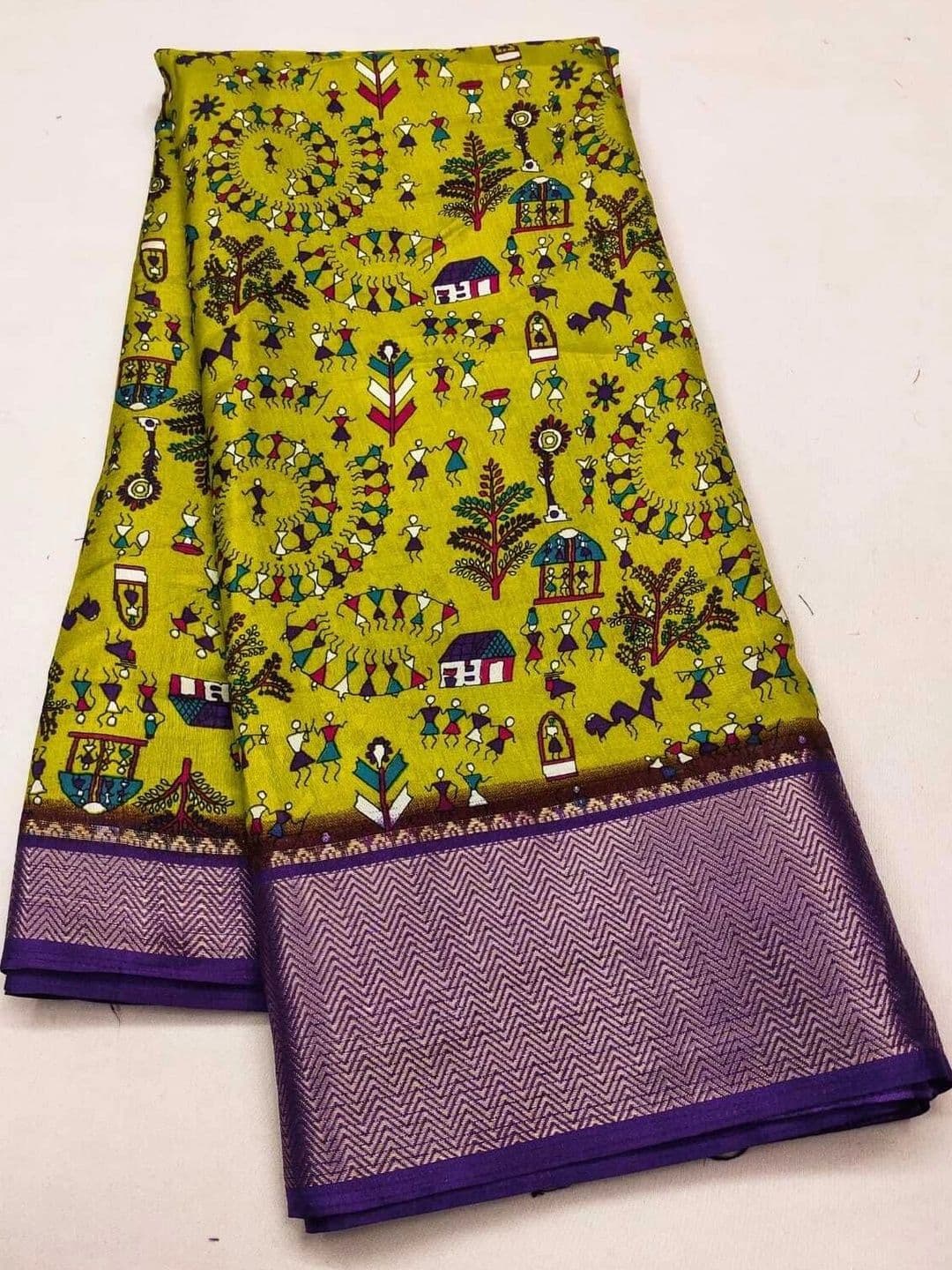 Owee Kalamkari Zari Silk Blend Designer Saree thumbnail 4