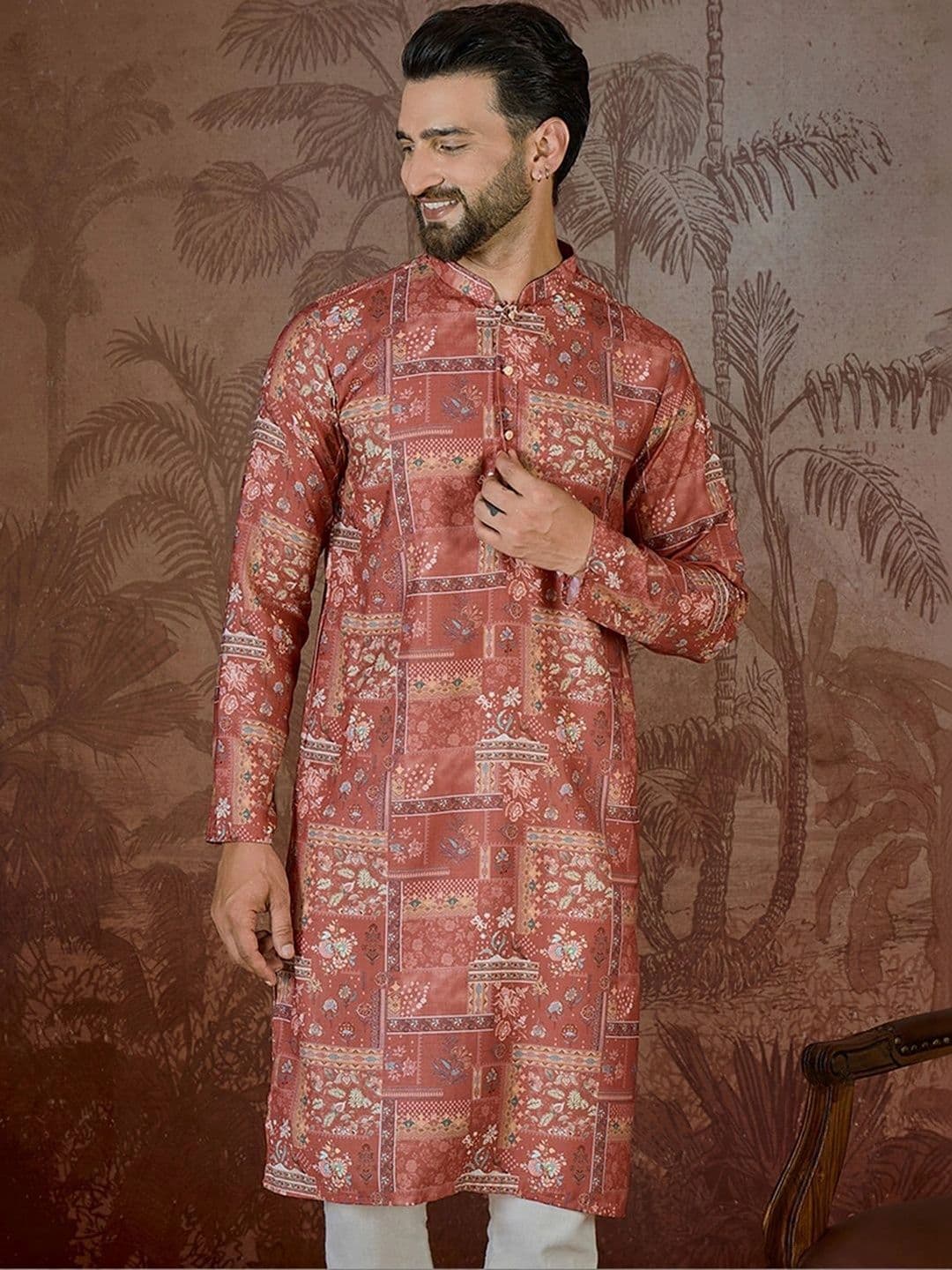 House of Pataudi Men Ethnic Motifs Printed Kurta - view 1
