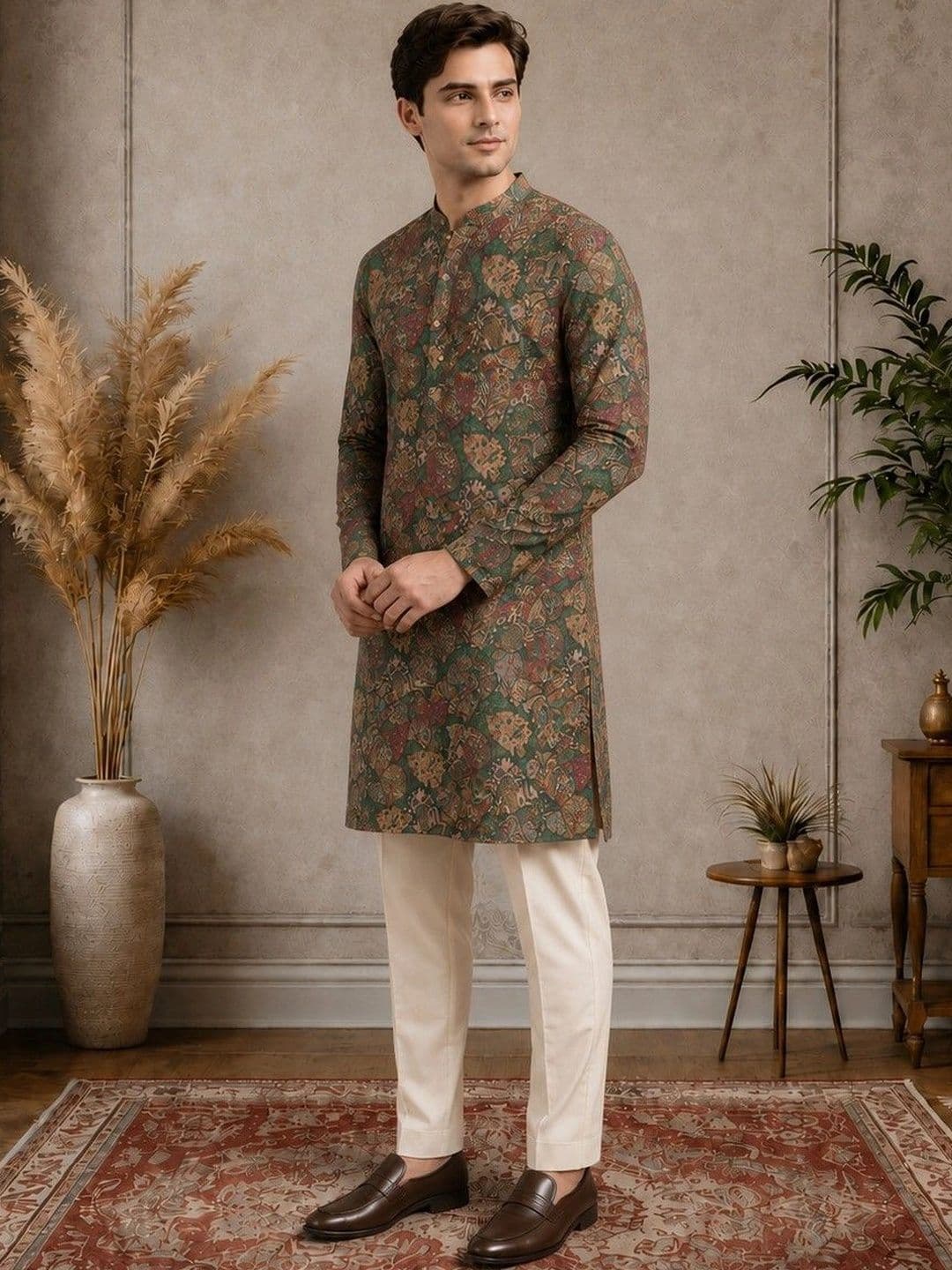 House of Pataudi Men Paisley Printed Kurta thumbnail 2