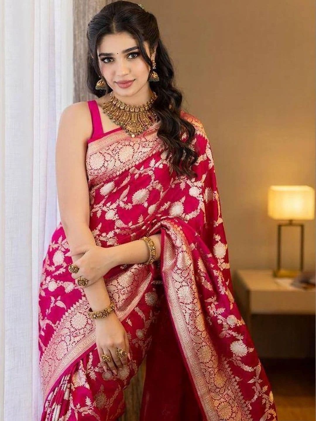 revika Woven Design Zari Art Silk Designer Kanjeevaram Saree thumbnail 4