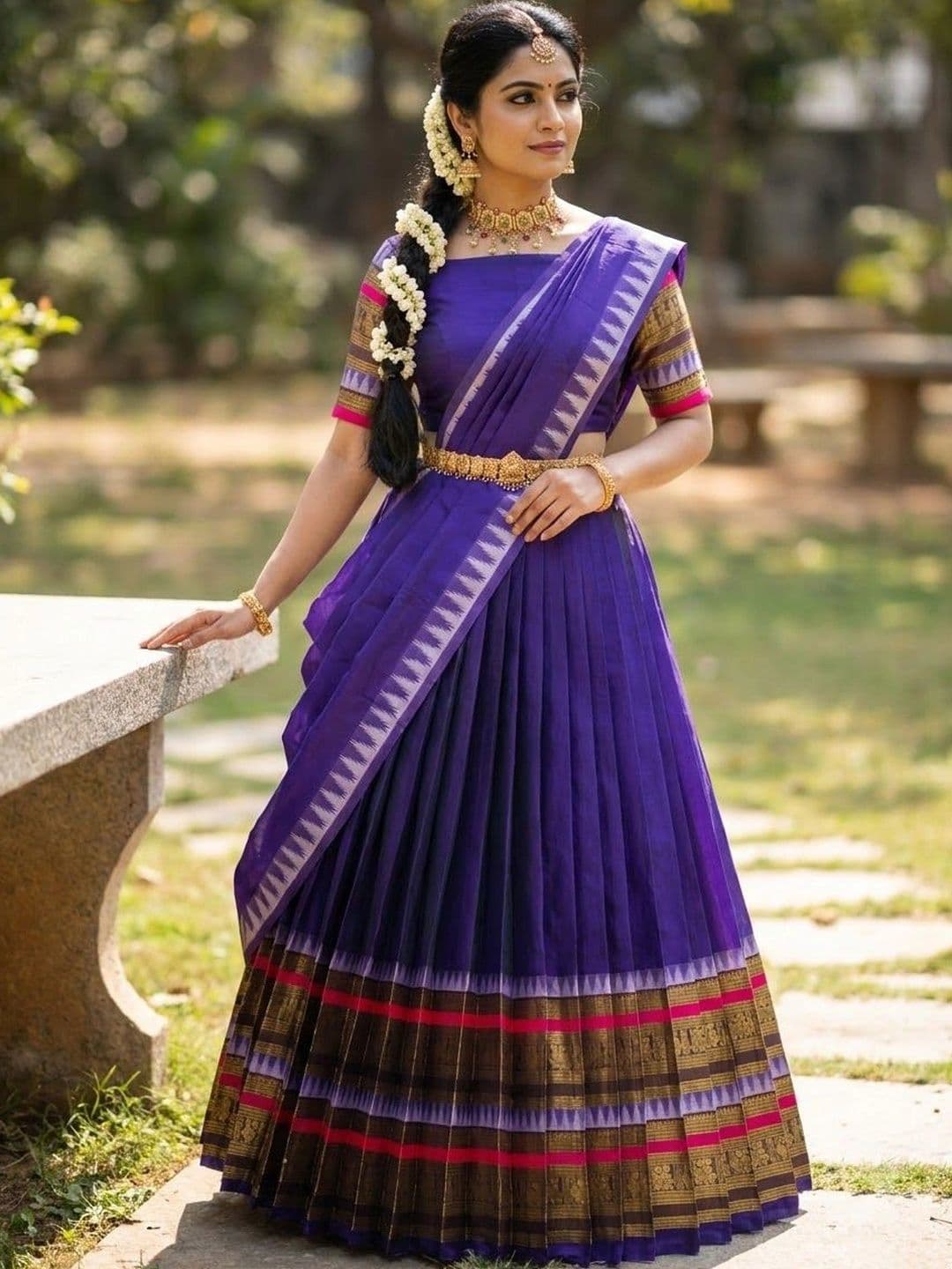 Pink Bindi Semi-Stitched Lehenga & Unstitched Blouse With Dupatta thumbnail 3