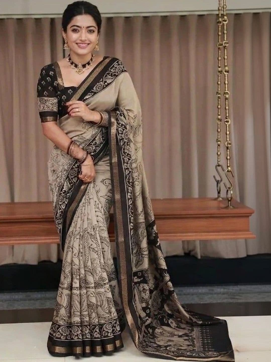 Owee Kalamkari Zari Silk Cotton Designer Saree - view 1