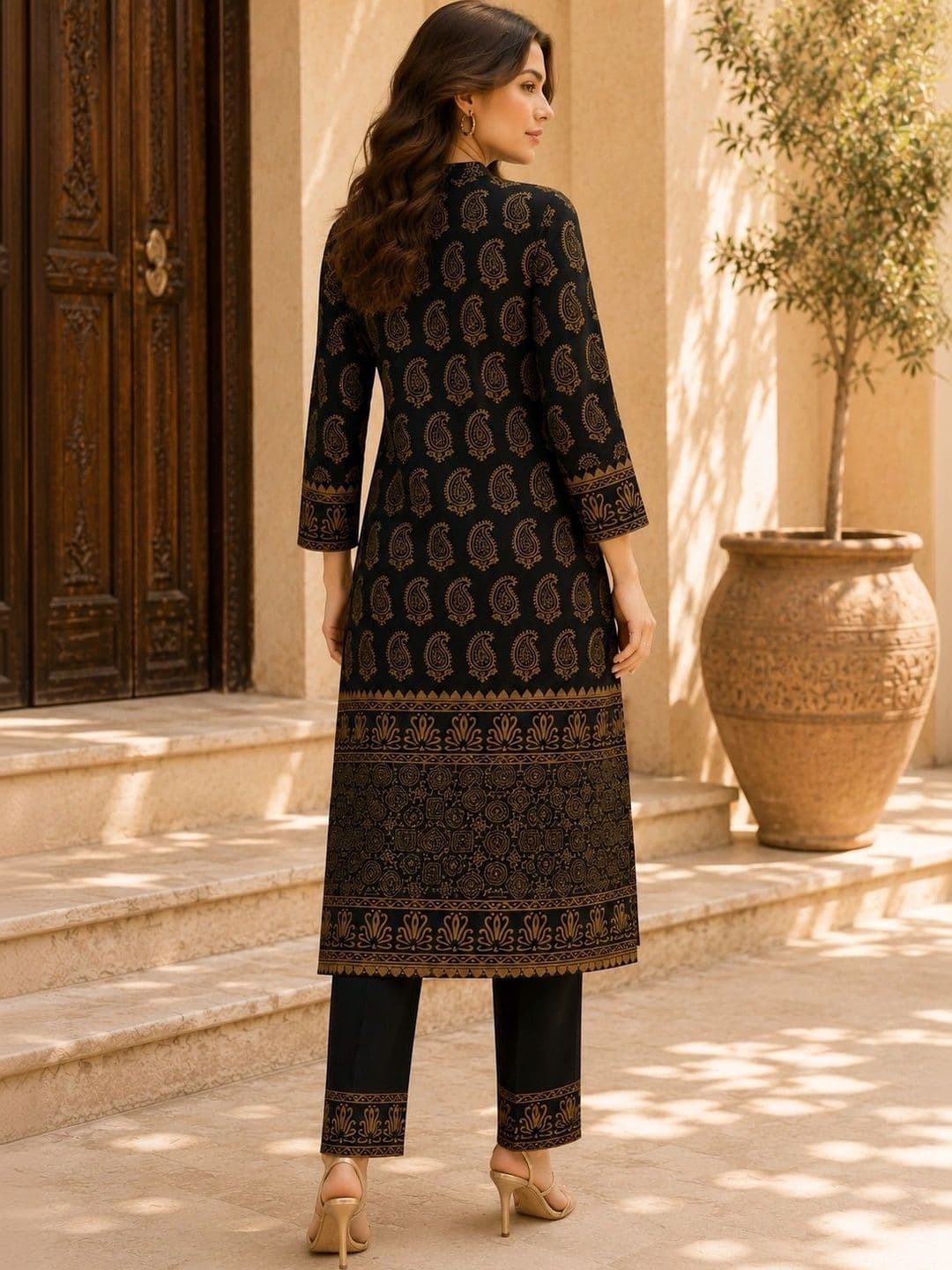 JAIPUR HAND BLOCK Women Paisley Printed Regular Pure Cotton Kurta with Trousers & With Dupatta thumbnail 4