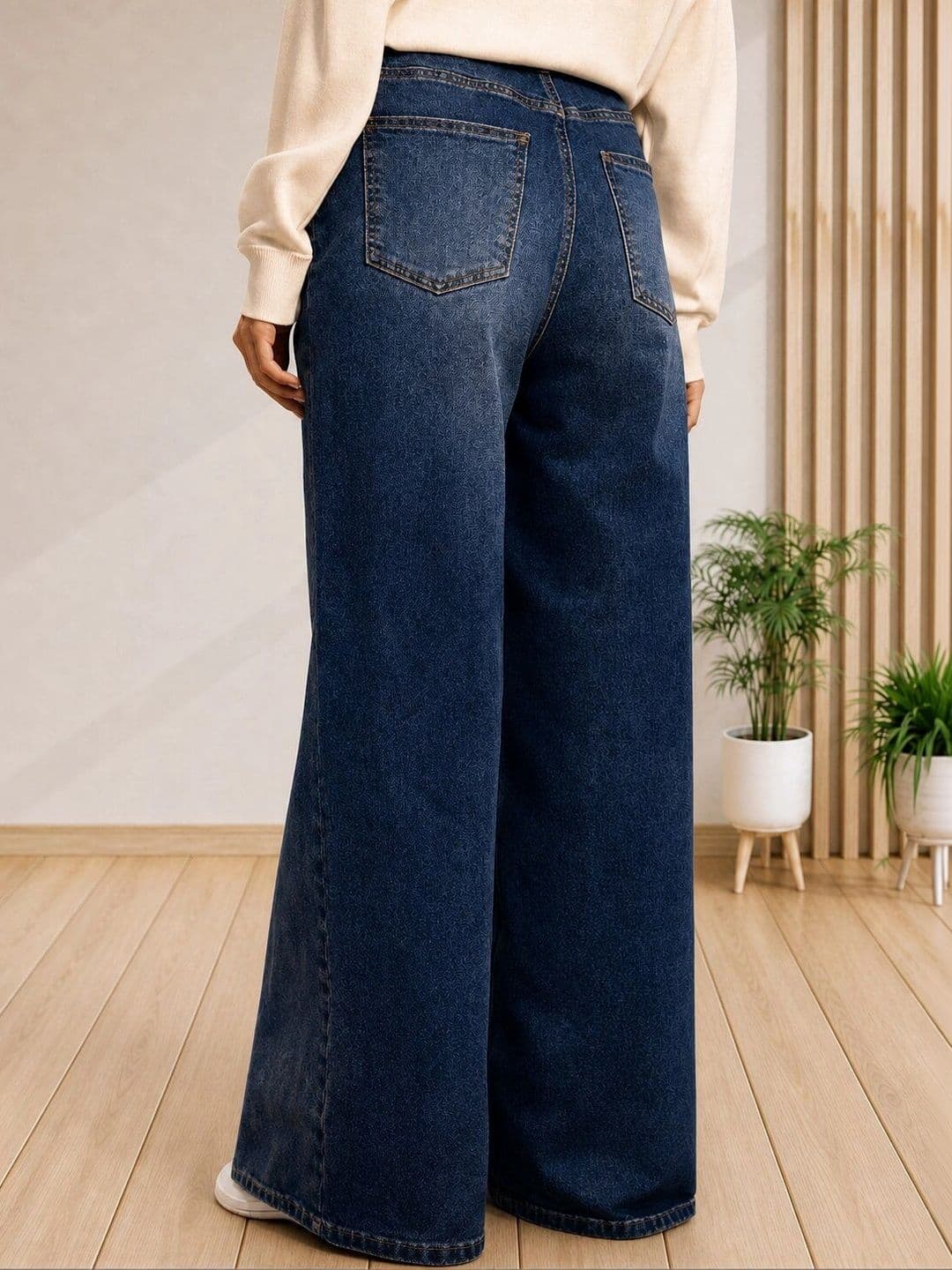 The Roadster Lifestyle Co Women Pure Cotton Clean Look Wide Leg Jeans thumbnail 2