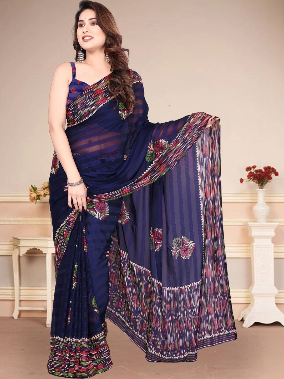 Owee Embroidered Pure Chiffon Designer Saree - view 1