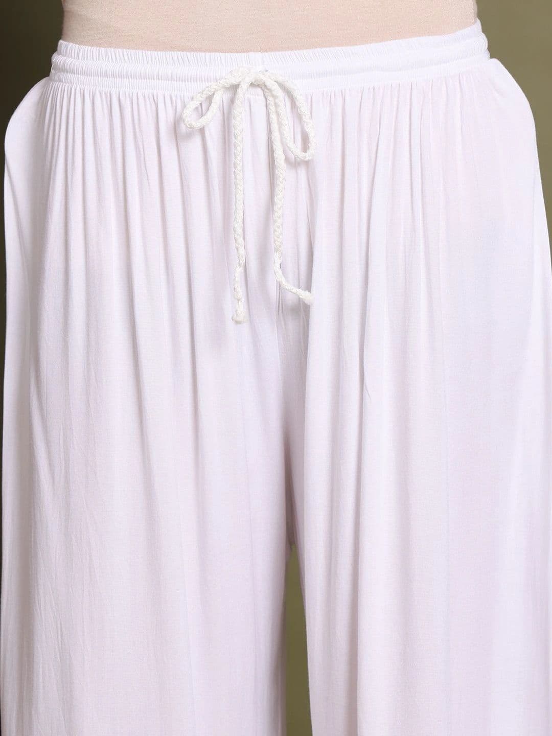 HERE&NOW Women's Chikankari Embroidered Wide-Leg Palazzos thumbnail 3