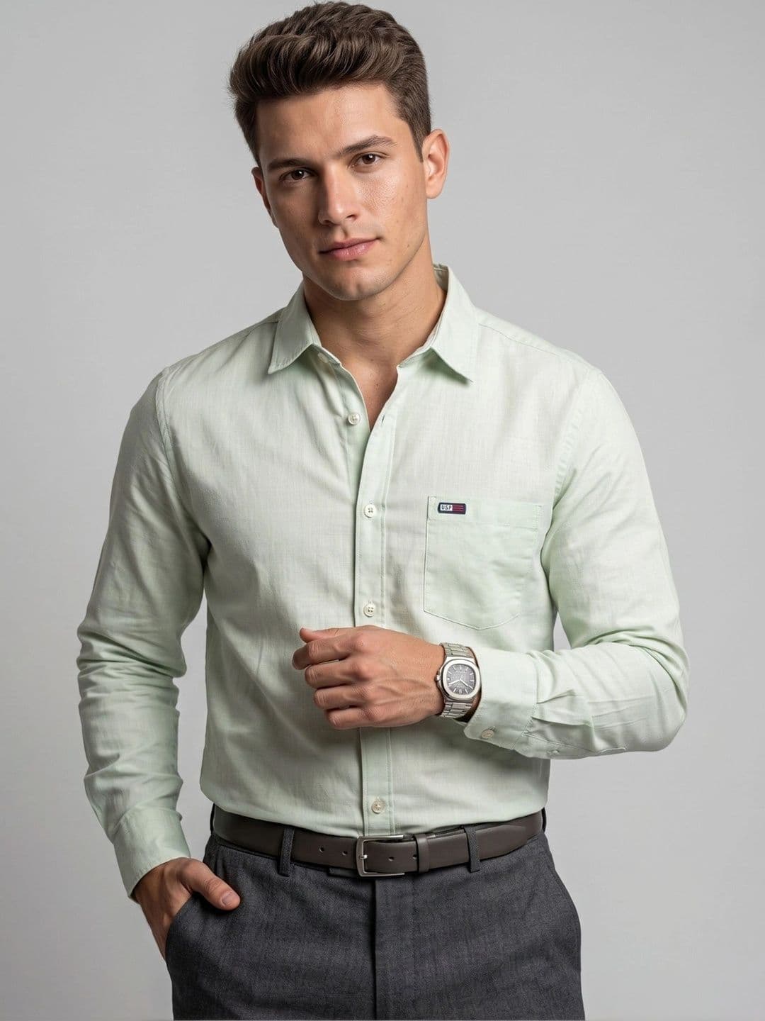 U.S. PITCHERS Men Modern Slim Fit Formal Shirt thumbnail 7