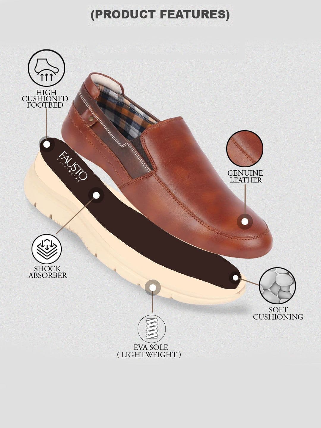 FAUSTO Men Leather Formal Slip-On Shoes thumbnail 6