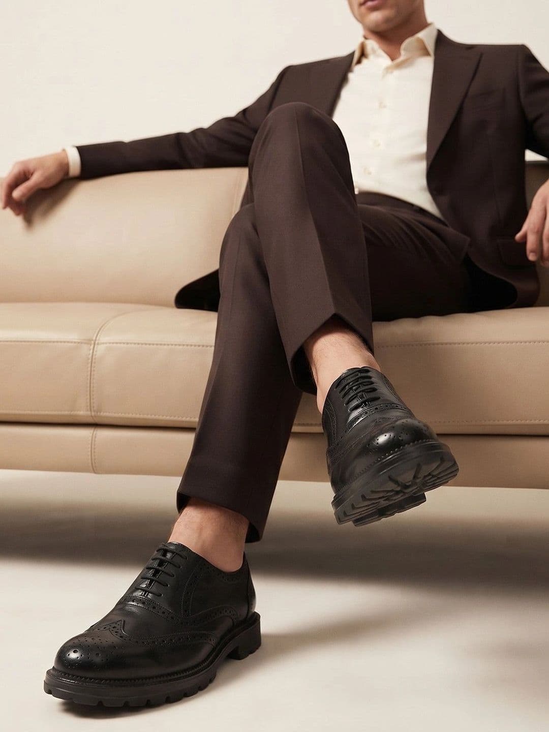 House of Pataudi Men Textured Formal Brogues thumbnail 5