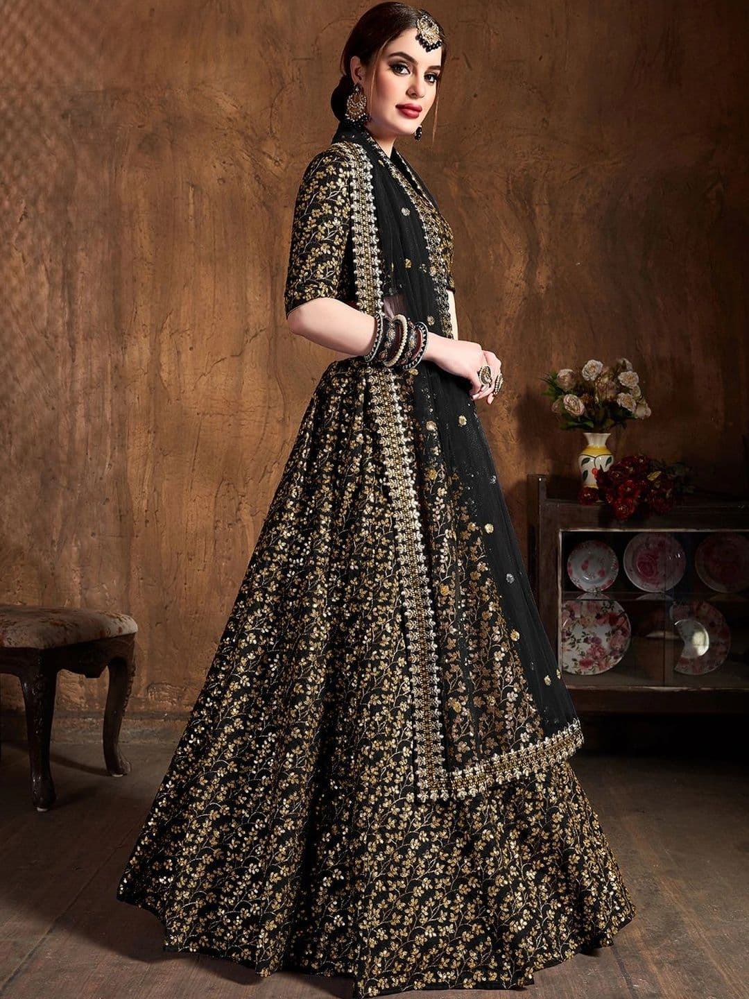 Zeel Clothing Embellished Sequinned Semi-Stitched Lehenga & Unstitched Blouse With Dupatta - view 1