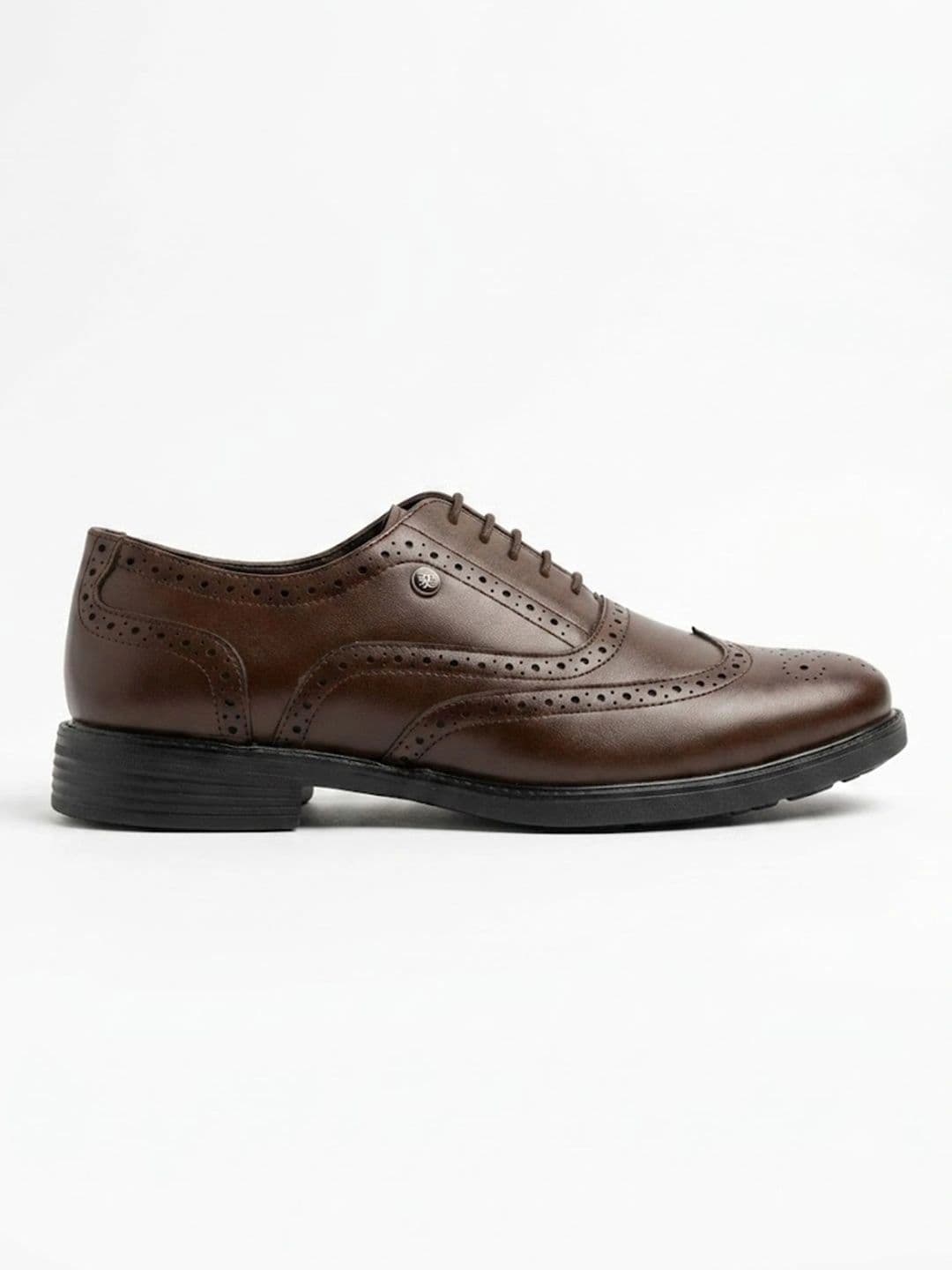 House of Pataudi Men Textured Round Toe Lace-Ups Brogues Formal Shoes thumbnail 4