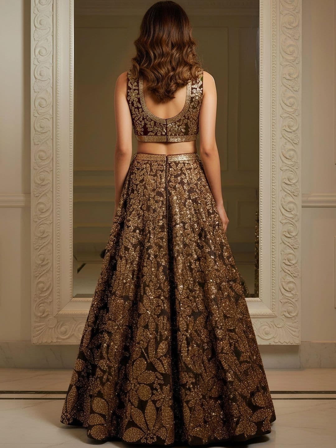 Zeel Clothing Embellished Sequinned Semi-Stitched Lehenga & Unstitched Blouse With Dupatta thumbnail 5
