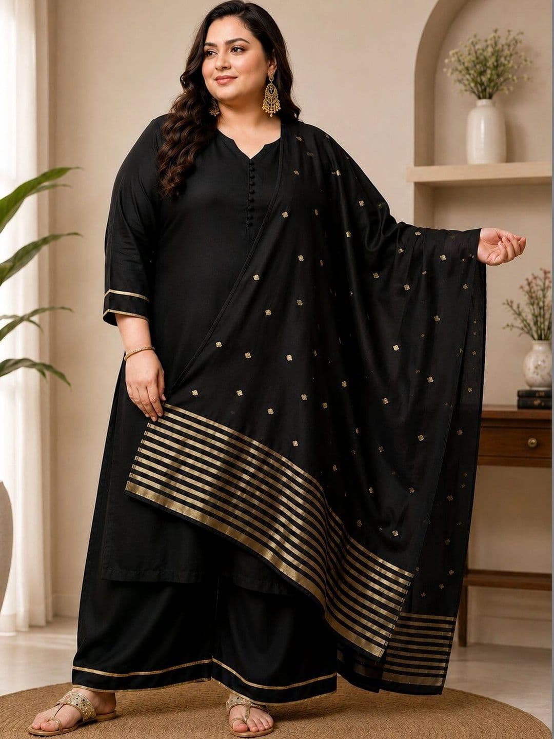 Mogra Designs Women Ethnic Motifs Regular Kurta with Palazzos & With Dupatta thumbnail 6