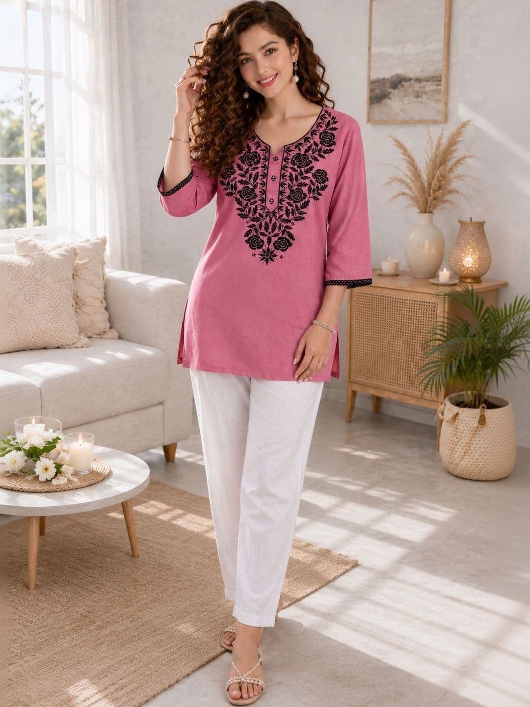 TWARELL Women Floral Embroidered Thread Work Kurta thumbnail 6