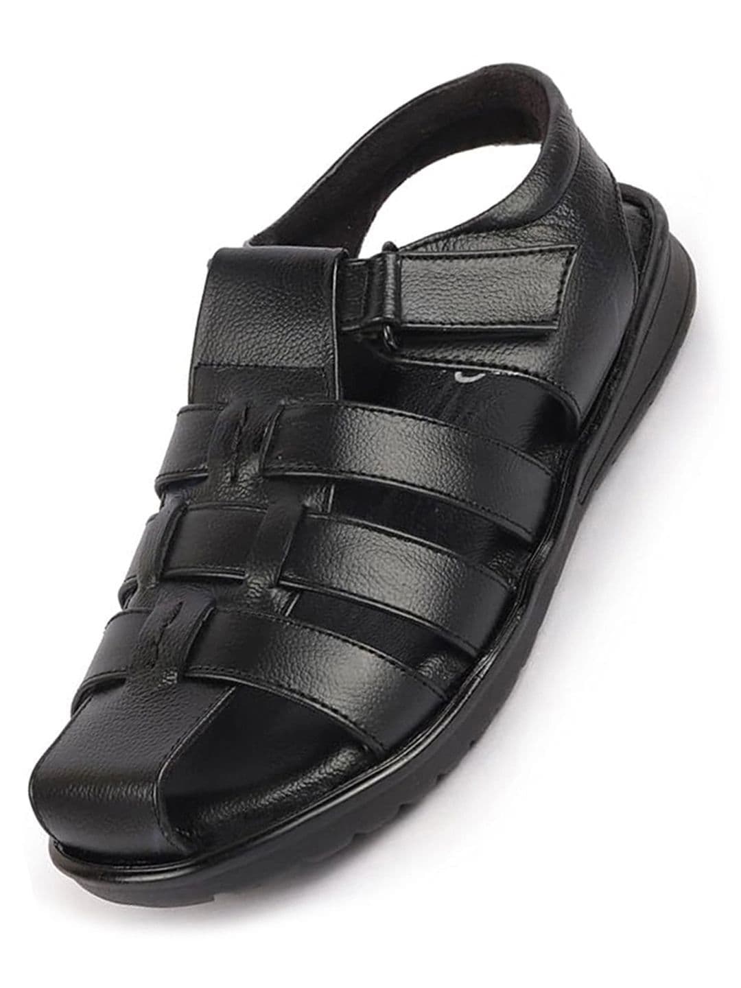 FAUSTO Men Textured Leather Fisherman Sandals - view 1