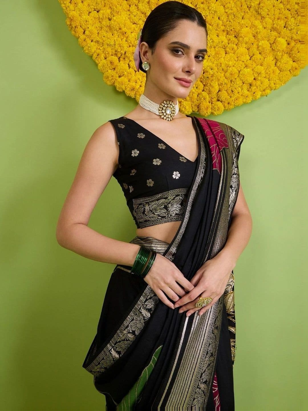 Saree mall Woven Design Zari Silk Blend Designer Banarasi Sarees thumbnail 6