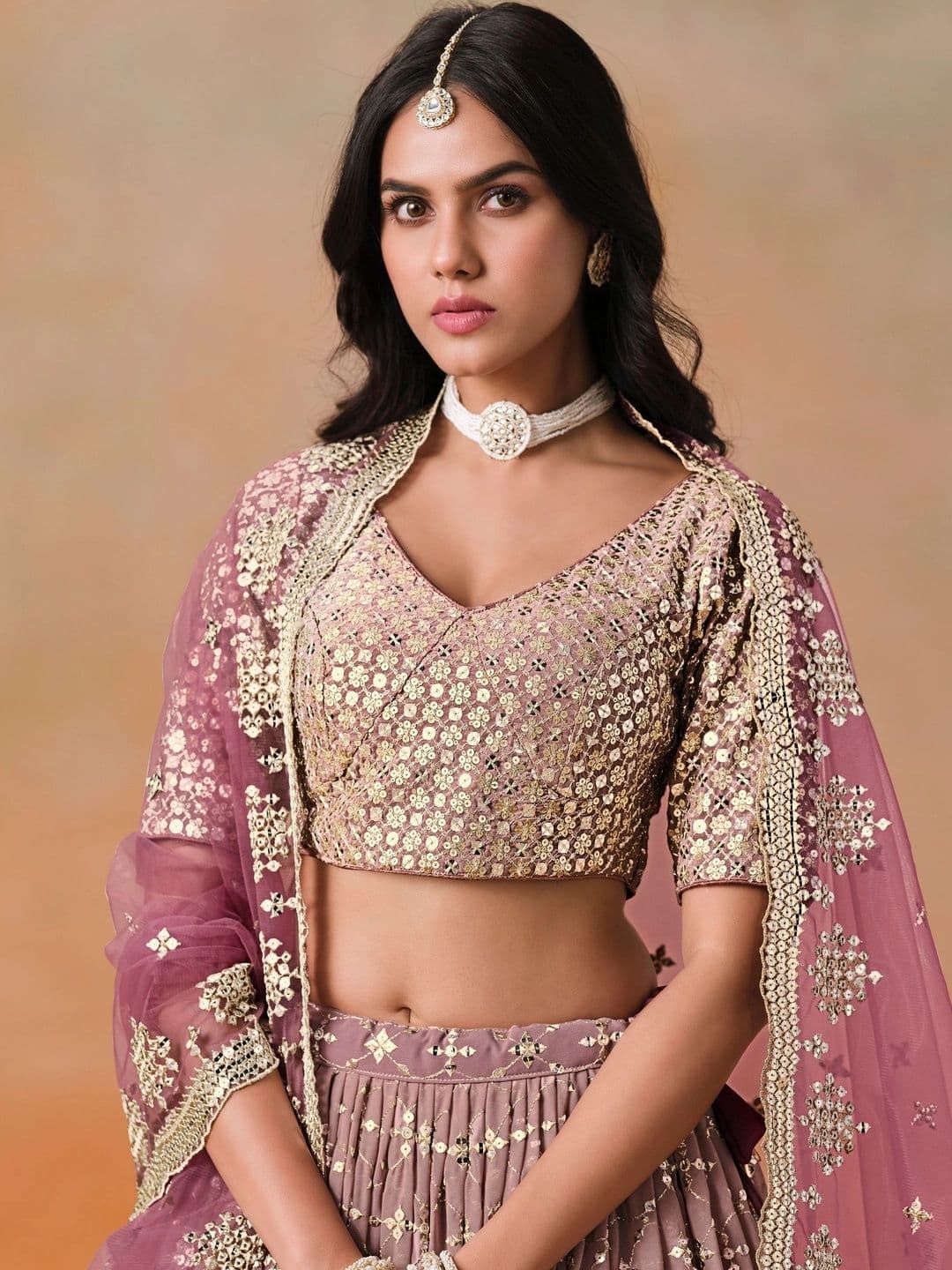 Zeel Clothing Embellished Sequinned Semi-Stitched Lehenga & Unstitched Blouse With Dupatta thumbnail 7