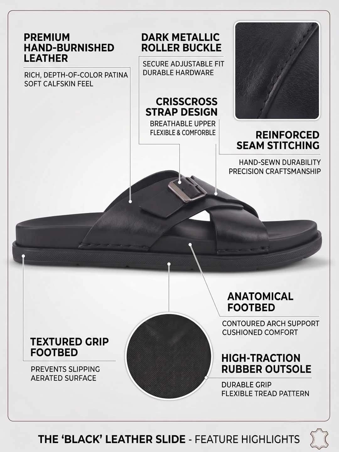 HERE&NOW Men Leather Comfort Sandals thumbnail 6