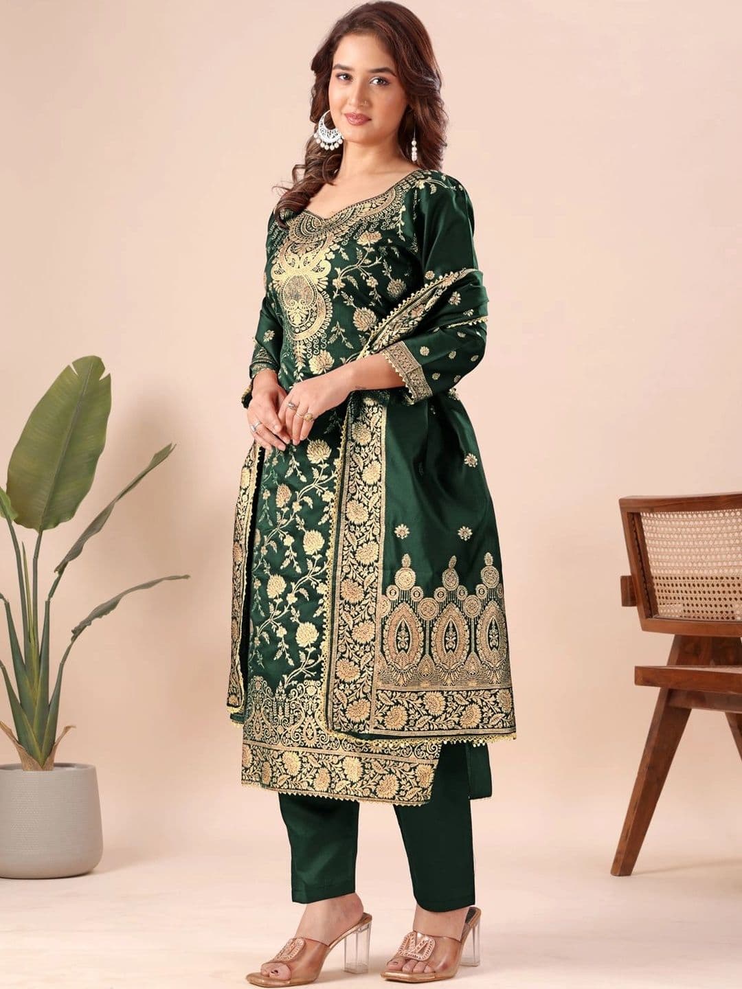 kantuba Art Silk Unstitched Dress Material thumbnail 2