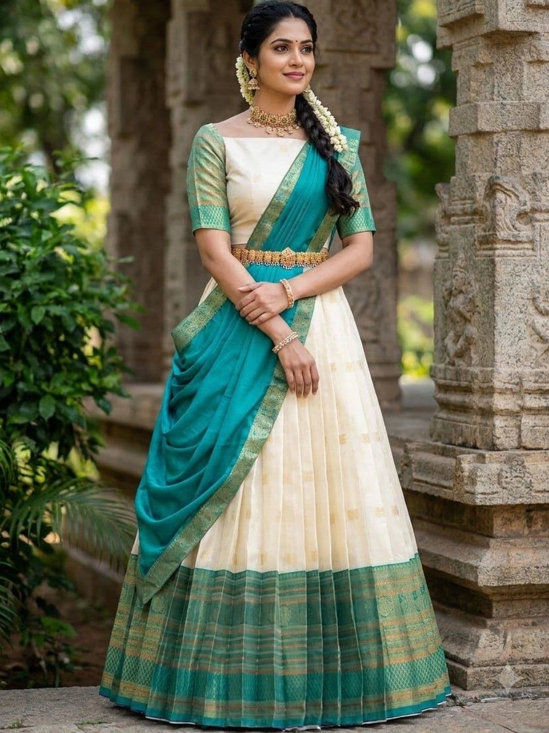 Pink Bindi Semi-Stitched Lehenga & Unstitched Blouse With Dupatta thumbnail 5