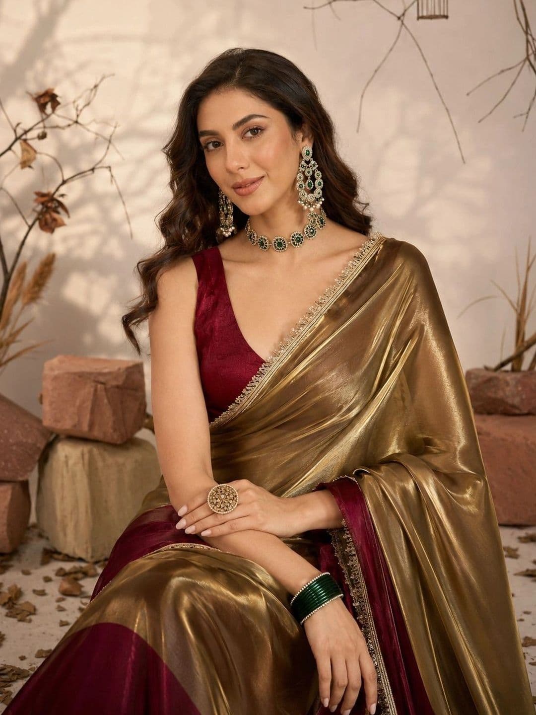 Branzios Sequinned Satin Saree thumbnail 2