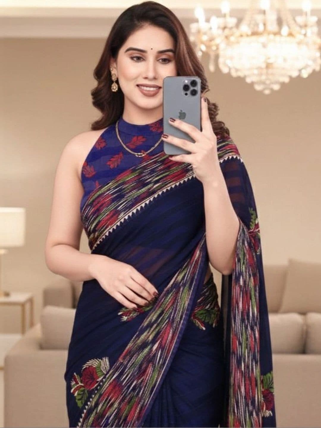 Owee Embroidered Pure Chiffon Designer Saree thumbnail 4
