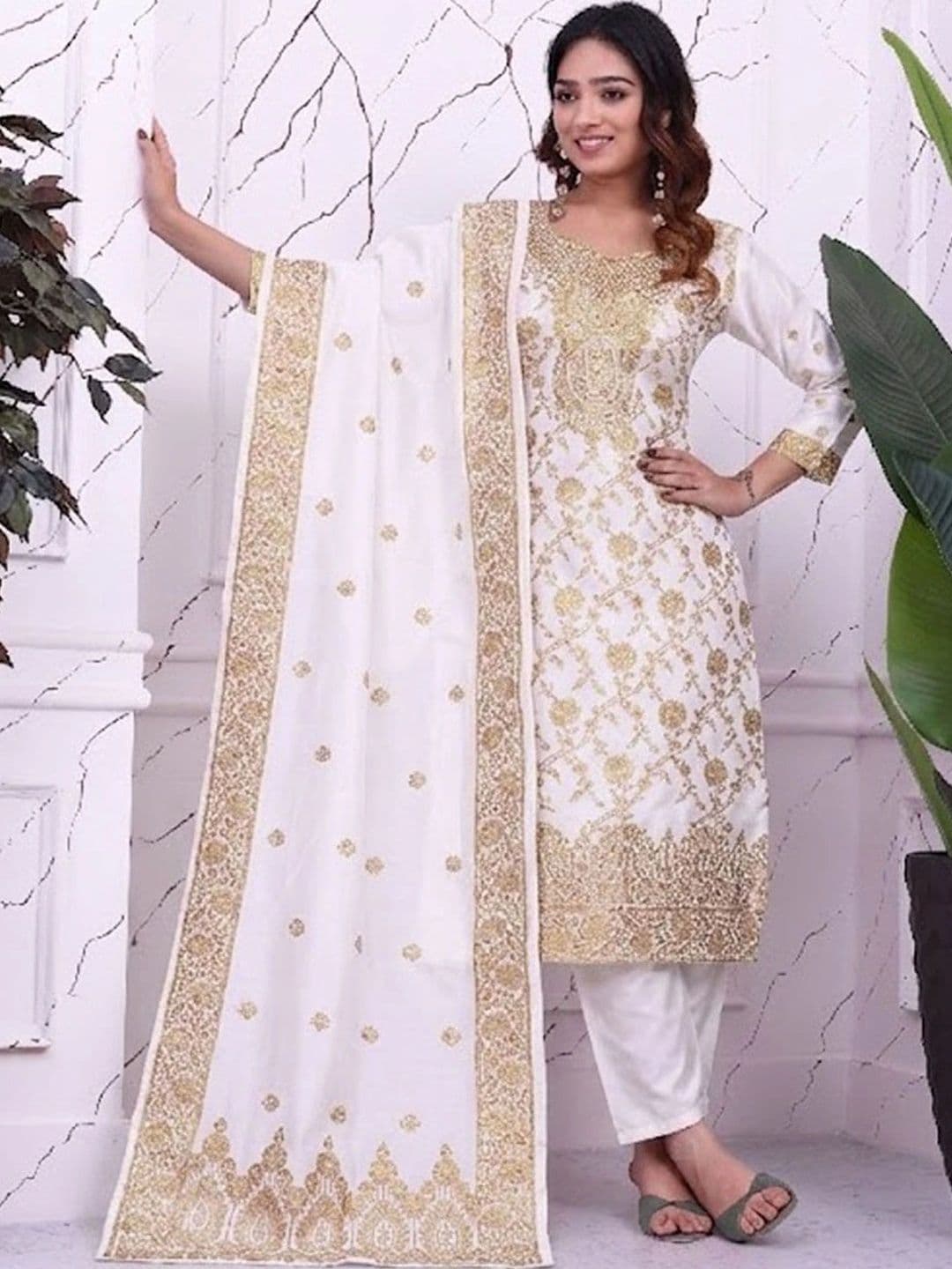 kantuba Women Art Silk Unstitched Dress Material - view 1