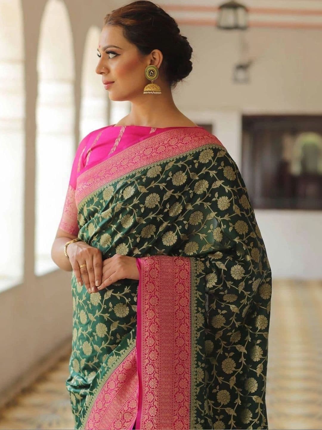 revika Woven Design Zari Art Silk Designer Kanjeevaram Saree thumbnail 4