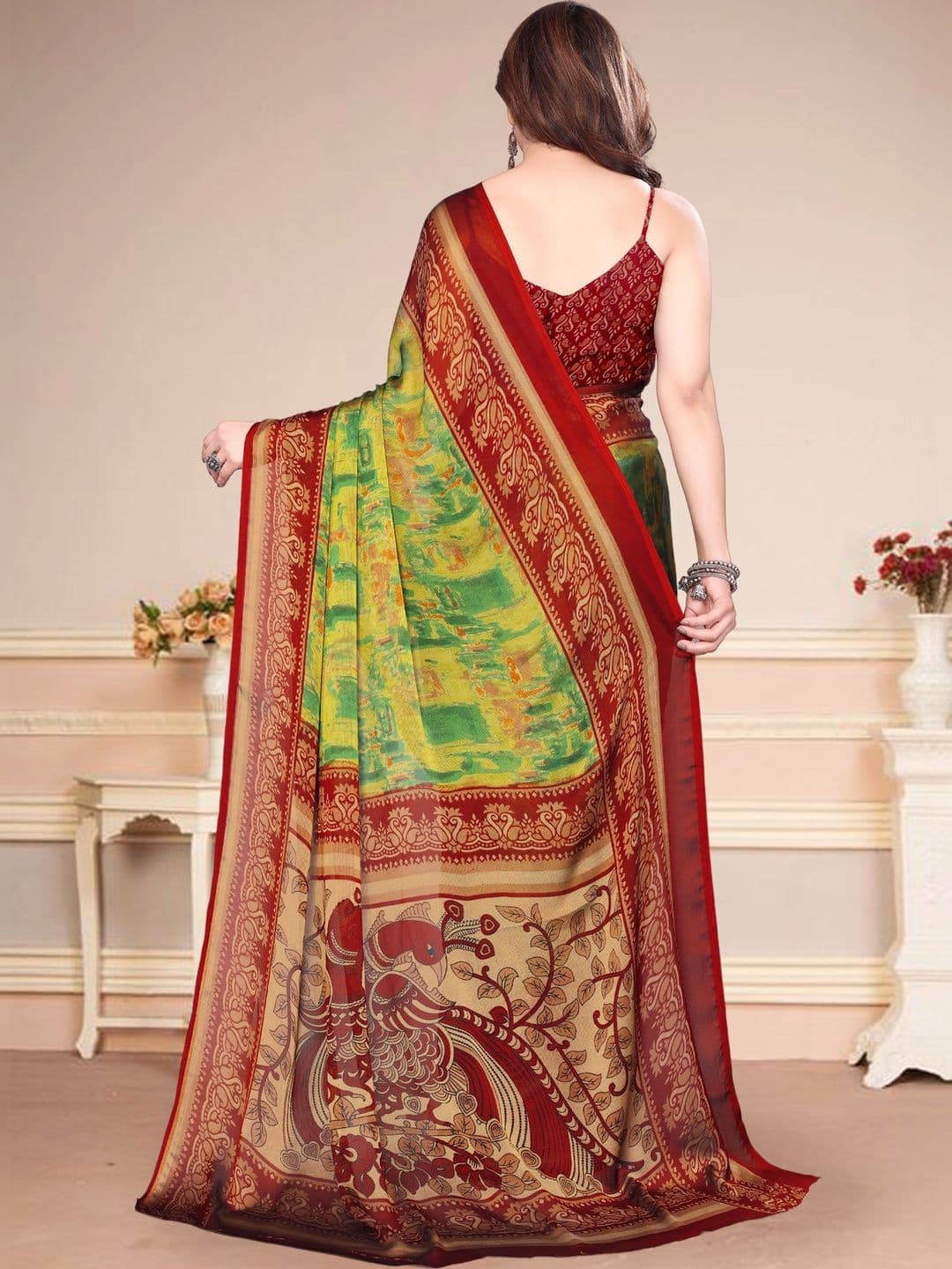 Owee Pure Chiffon Designer Saree thumbnail 4