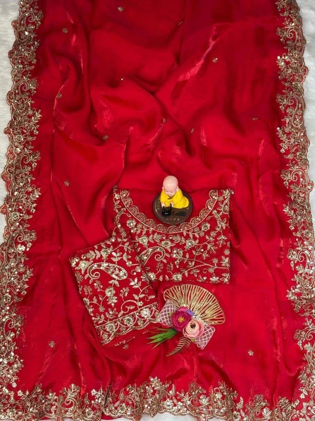 Sangria Embellished Zari Satin Saree thumbnail 2